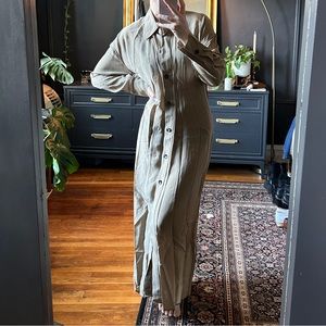 Zara Maxi Long Sleeve Sage Green Batwing Dress